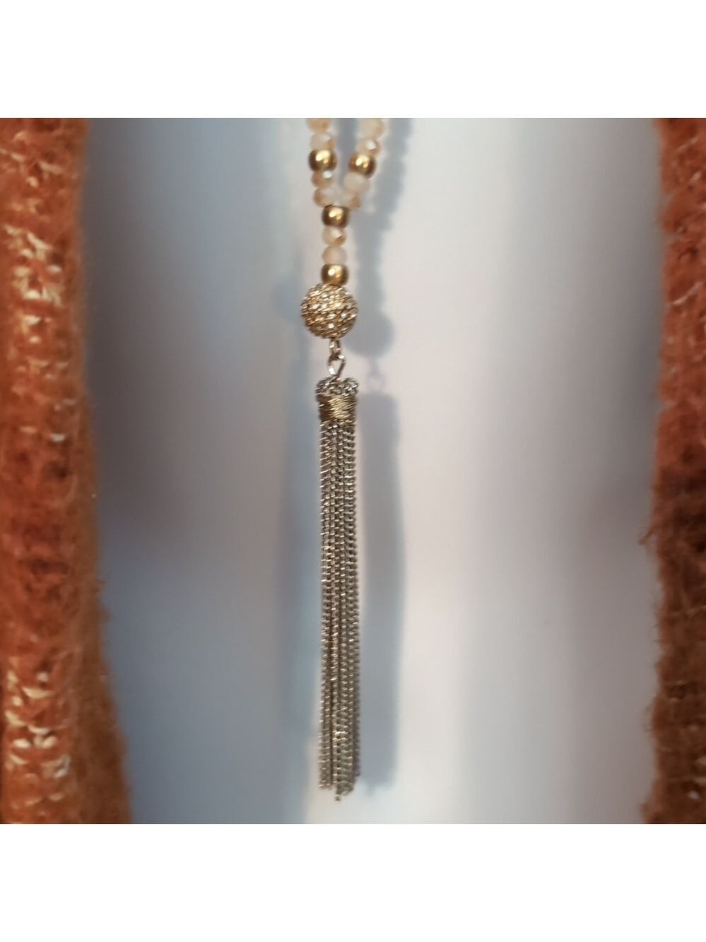LOFT Crystal Necklace with Tassel Pendant - Picture 5 of 6